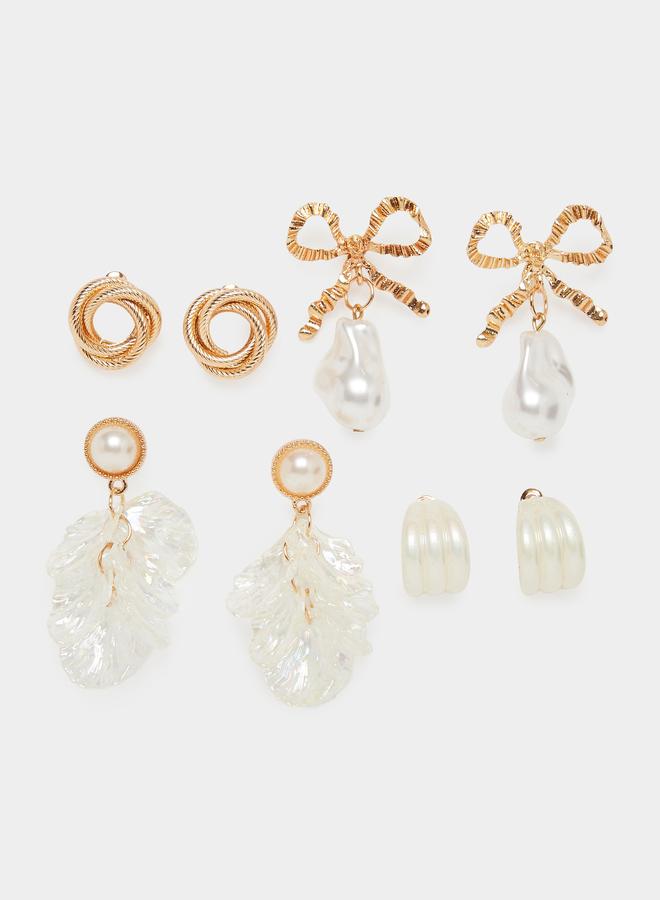 ستايلي طقم أقراط لؤلؤ متدلية من 4 قطع - Image 3